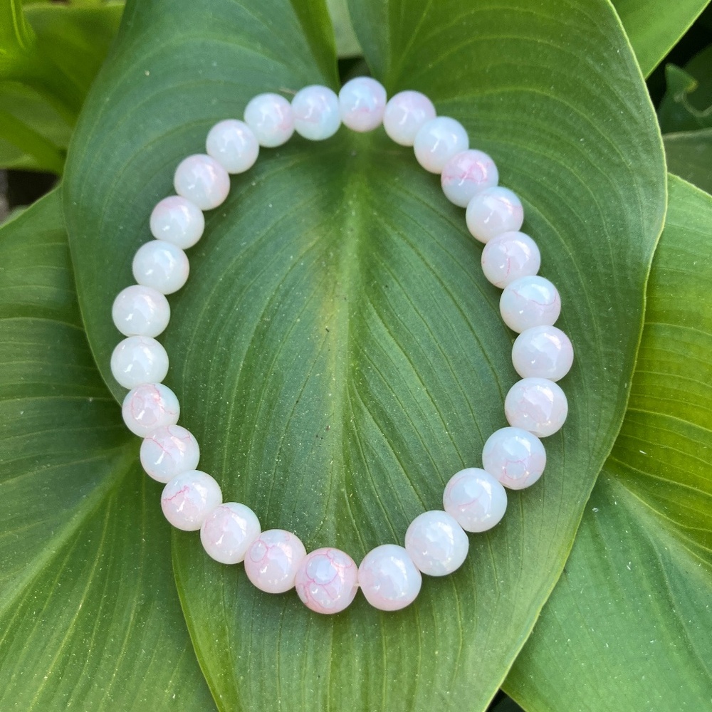 Pink and White Bead Bracelet - NWOT
